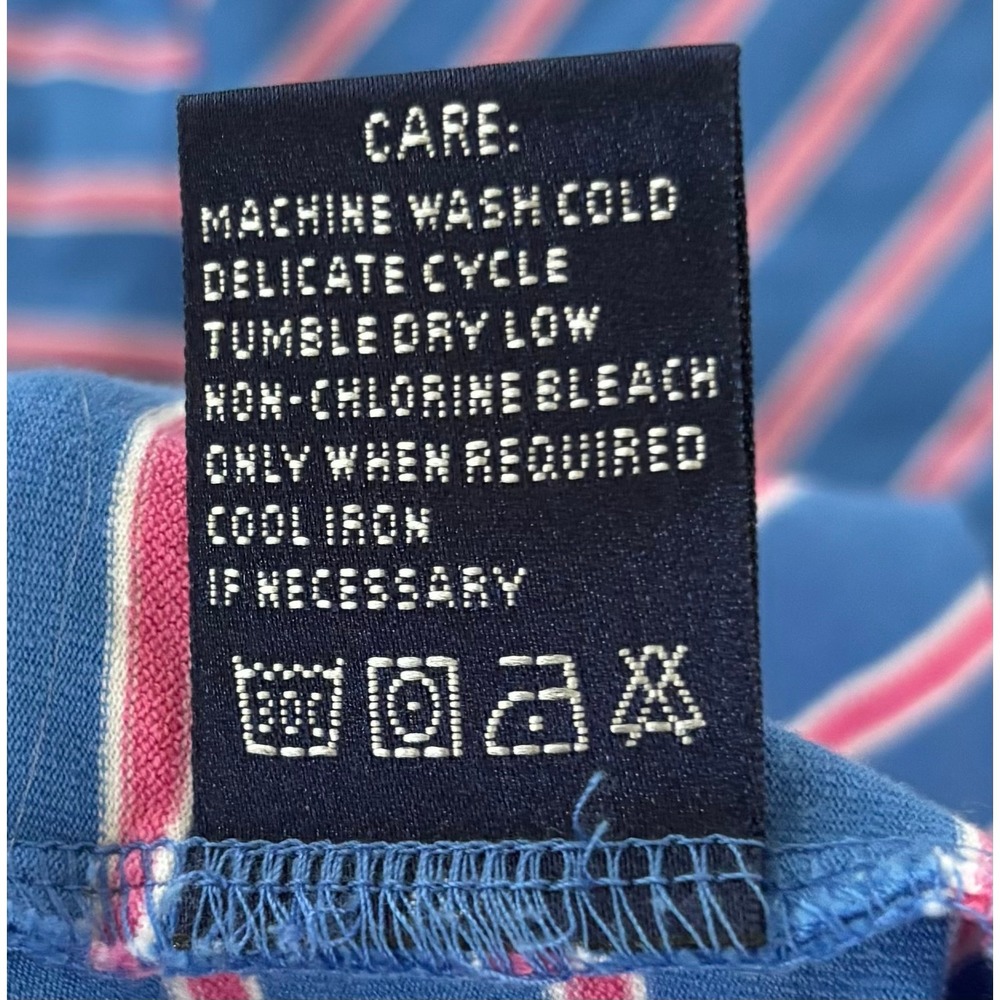 Ralph Lauren Sport Kids XL Blue Pink Striped Short Sleeve Polo‎ Shirt Pony Logo - Picture 5 of 6